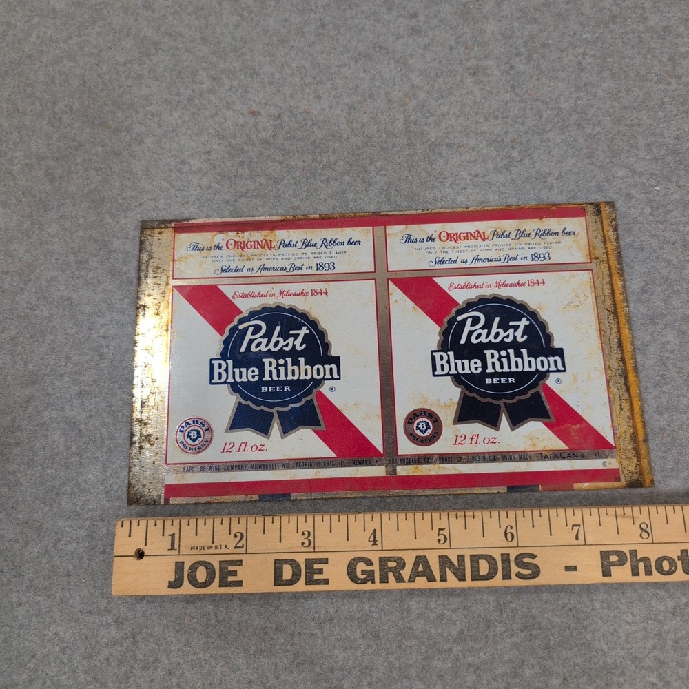 Vintage Pabst Blue Ribbon PBR Metal Beer Can Flat Sheet TapaCan Label Milwaukee - Picture 3 of 4